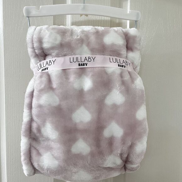 Lullaby Baby Pink Heart Print Luxury Velvet Baby Blanket Lovey 30 in x 40 in - Picture 13 of 13